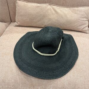 ALE by Alessandra Black Wide Brim Straw Hat